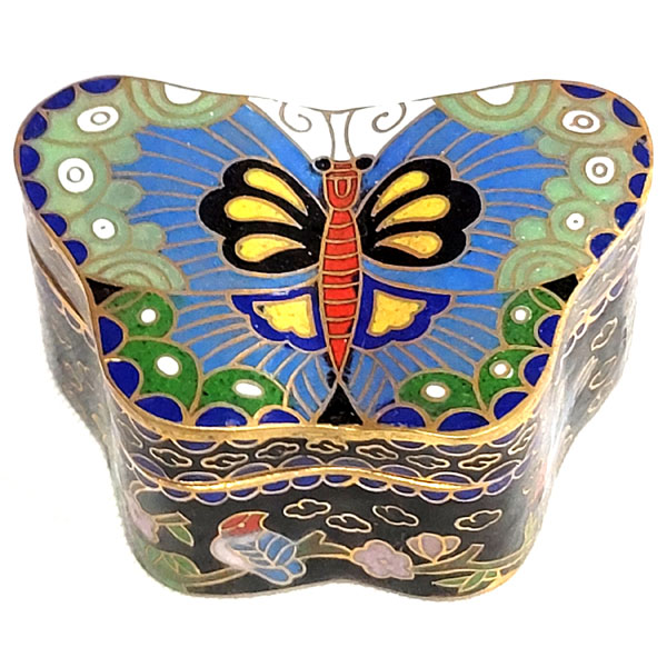 CLOISONNE BOX23 1.75"X2.5" BLACK